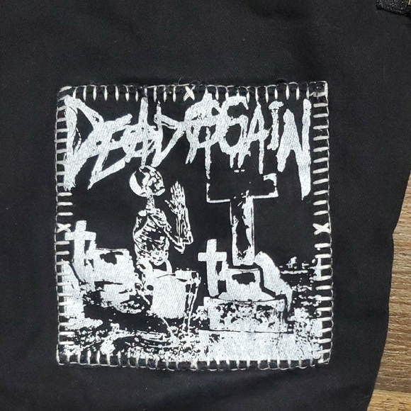 Dolls Kill Current Mood Black Straight Leg Jeans with Graphic Patches - Picture 6 of 13